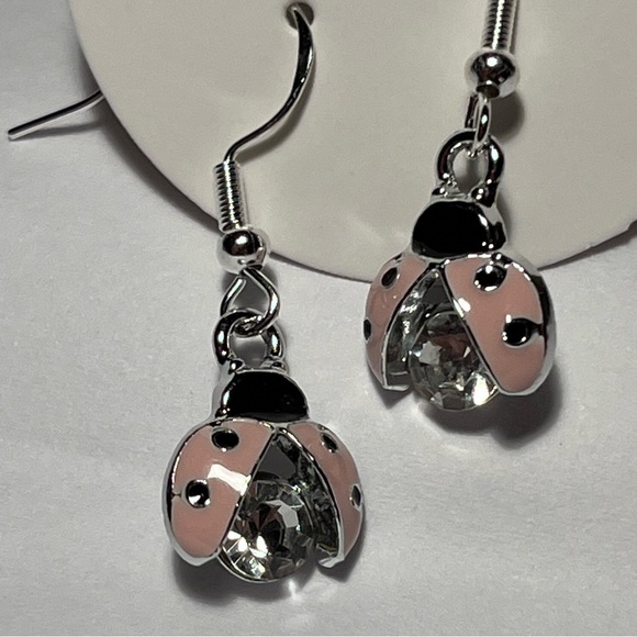 Pink Ladybug Earrings - Picture 4 of 6